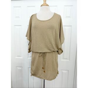 Luli Fama Cosita Buena South Beach Dress Cover Up Metallic Gold Rush Small NWT